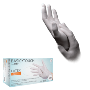 Guante de látex Basic-plus –  100 ud sin polvo blanco | EPI cat. III PS clase I