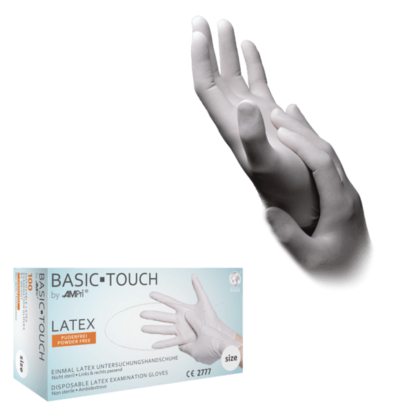 Guante de látex Basic-plus – 100 ud sin polvo blanco | EPI cat. III PS clase I