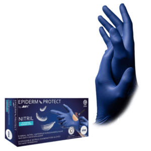 Med-Comfort guantes de nitrilo metal blue epiderm protect–100 ud | EPI cat. III PS clase I