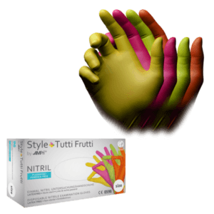 Guante nitrilo Tutti Frutti sin polvo multicolor –  96 ud | EPI cat. III PS clase I
