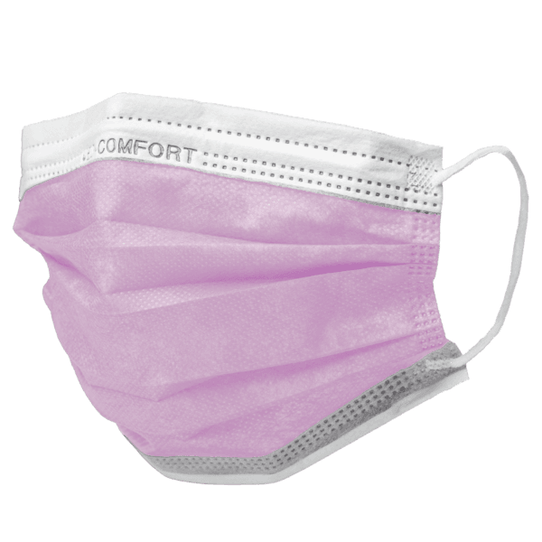 Mascarilla 3 capas tipo IIR rosa – pack 50 ud sin látex