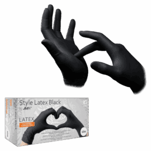 Guantes de látex Style Latex negros sin polvo –  100 ud | EPI cat. III PS clase I