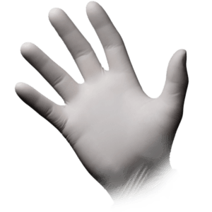 Aparecen un guante de látex Care Portect con la mano abierta