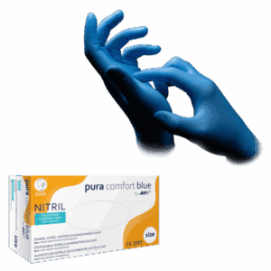 Guantes de nitrilo Pura Comfort Blue –  100 ud – resistentes | EPI cat. III PS clase I