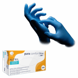 Guantes de nitrilo Pura Comfort Blue –  100 ud – resistentes | EPI cat. III PS clase I