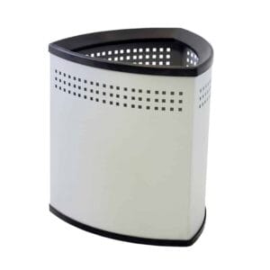 papelera metálica de color gris