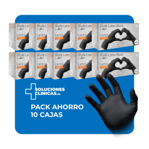 packs ahorro guantes de látex style negros sin polvo para centros sanitarios
