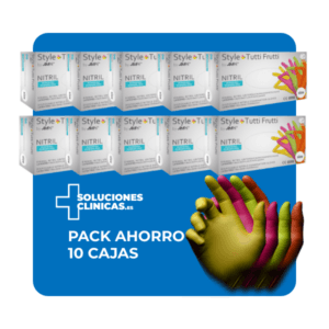 Packs ahorro de guantes nitrilo Tutti Frutti para centros sanitarios